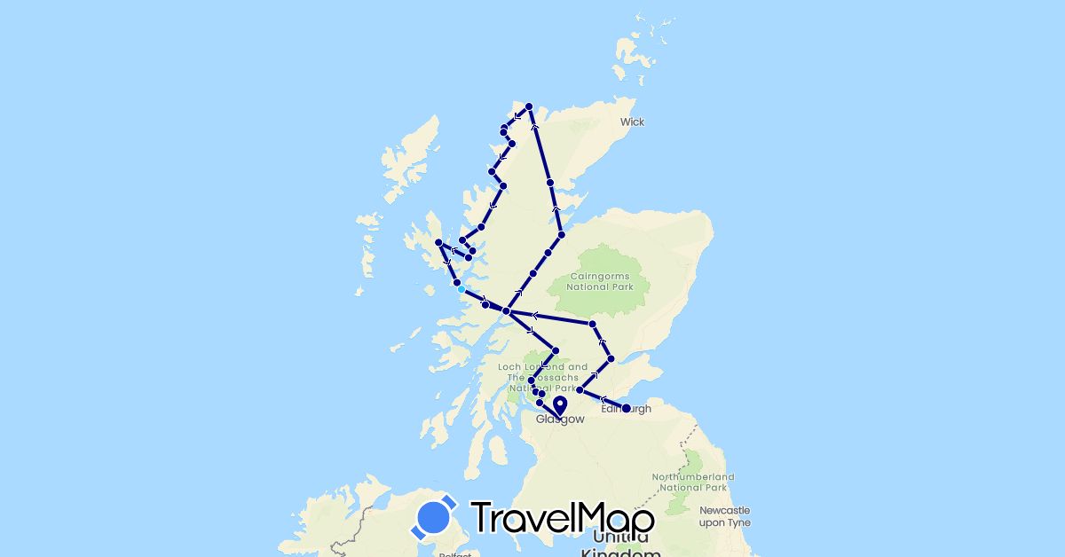 TravelMap itinerary: driving, boat in United Kingdom (Europe)